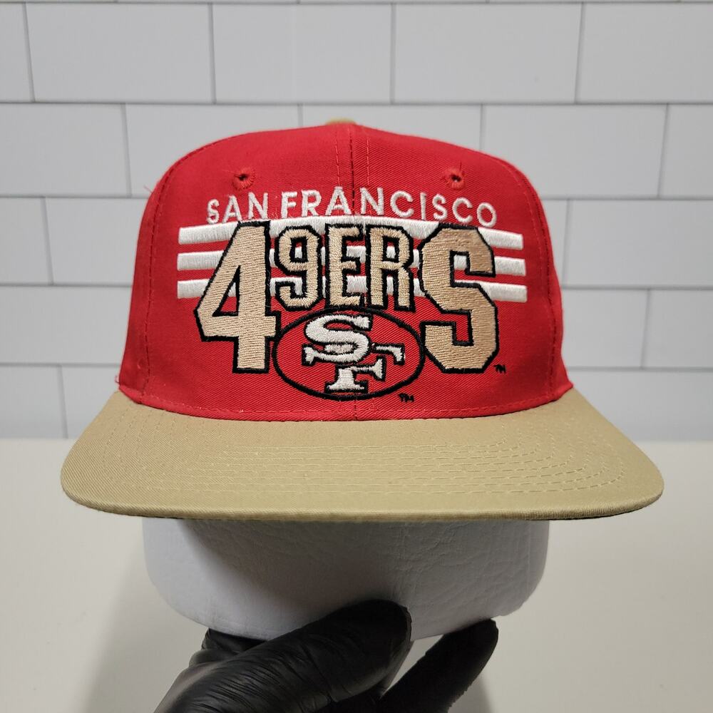 Vintage San Francisco 49ers ANNCO Snapback Hat NFL 90s Spell Out Red Gold